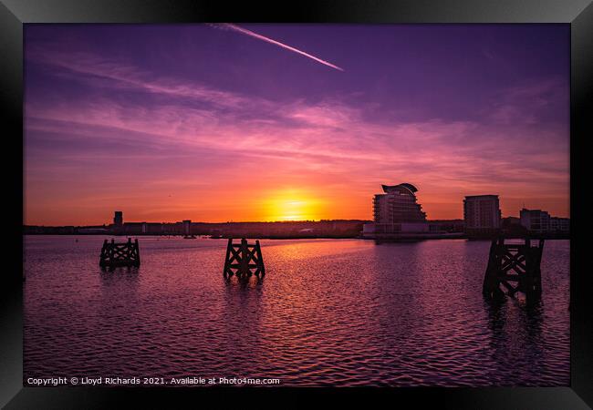 Cardiff Bay Sunset Framed Print by Lloyd Richards