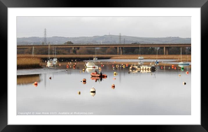 Boats and buoys on the river Exe in Devon Framed Mounted Print by Joan Rosie