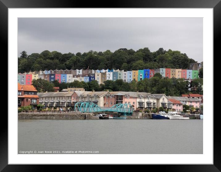 Row of coloured houses in Bristol Framed Mounted Print by Joan Rosie
