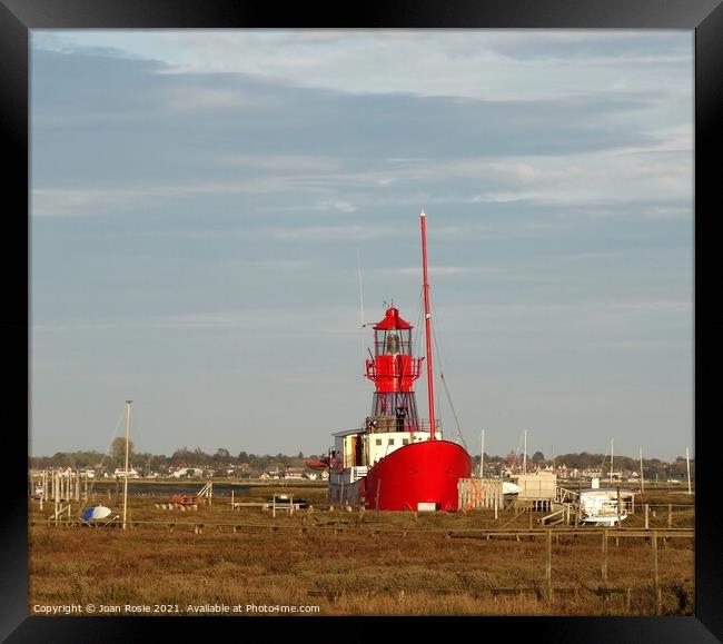 Red Lightship in Tollesbury, Essex Framed Print by Joan Rosie