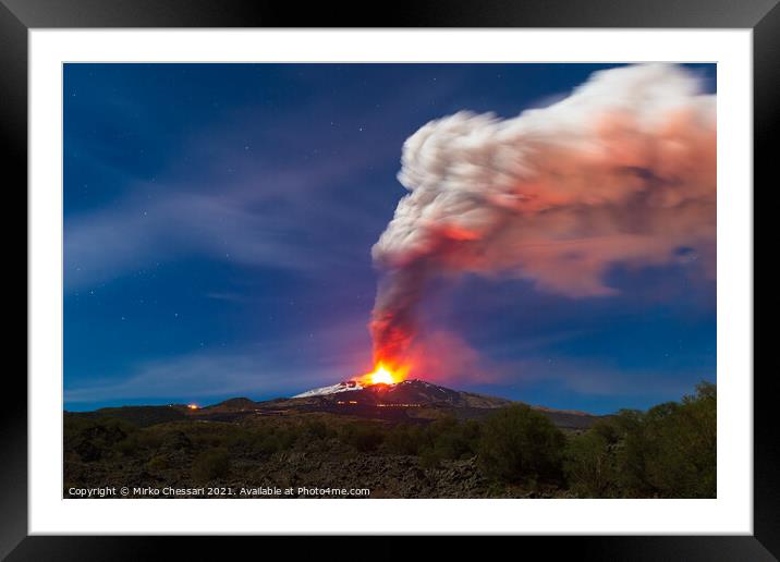 Volcano Etna eruption, Sicily Framed Mounted Print by Mirko Chessari