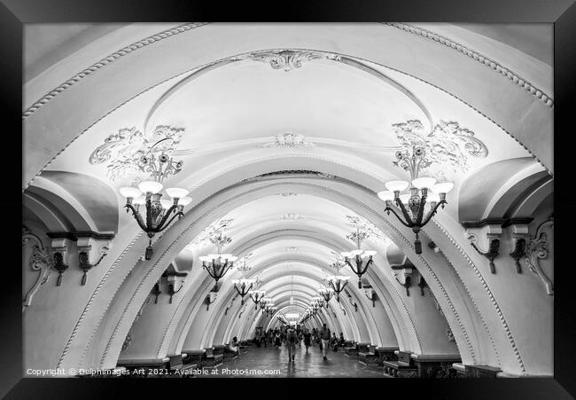 Moscow Russia. Metro station Arbatskaya Framed Print by Delphimages Art