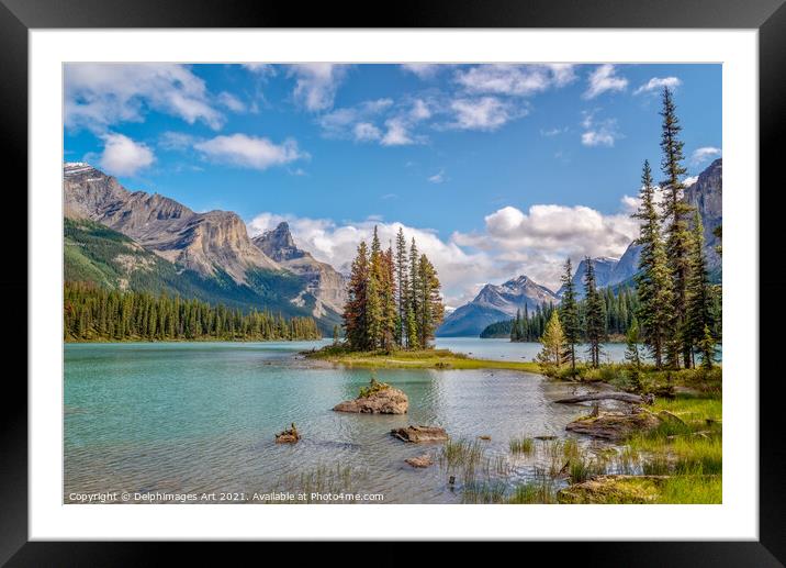 Alberta Canada. Spirit island Maligne lake Framed Mounted Print by Delphimages Art