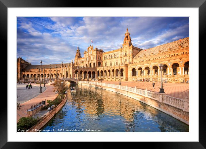 Plaza de Espana or Spain square in Seville Framed Mounted Print by Delphimages Art