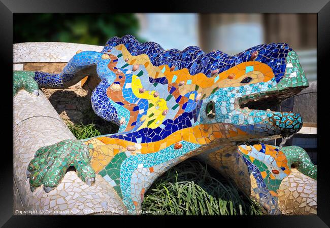 Gaudi salamander park Guell Barcelona Framed Print by Delphimages Art