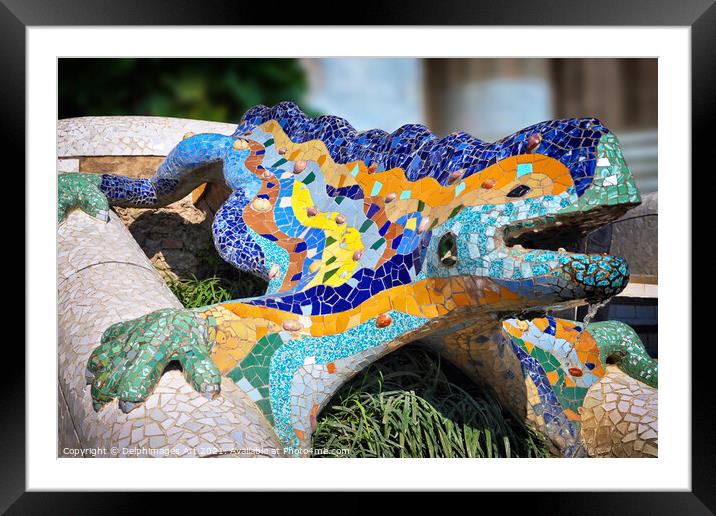 Gaudi salamander park Guell Barcelona Framed Mounted Print by Delphimages Art