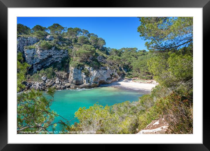Beach in Menorca, Balearic islands, Spain Framed Mounted Print by Delphimages Art