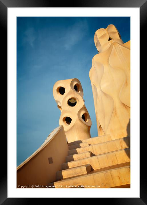 Casa Mila Gaudi architecture, Barcelona Framed Mounted Print by Delphimages Art