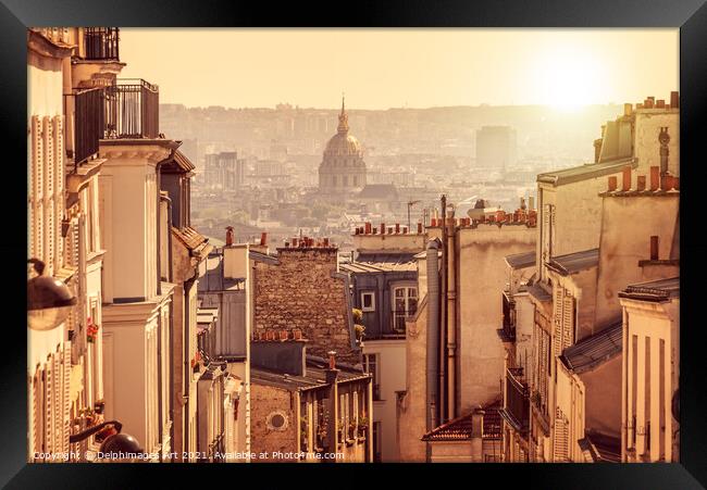 Paris view from Montmartre, landscape panorama Framed Print by Delphimages Art