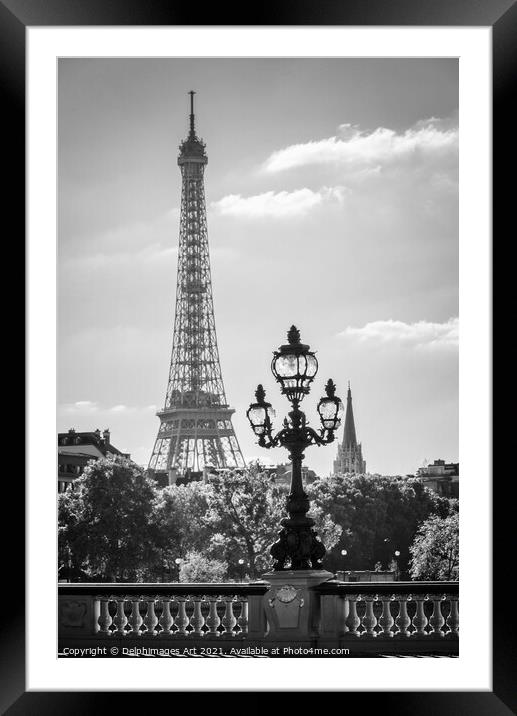 Eiffel tower and bridge Alexandre III Paris France Framed Mounted Print by Delphimages Art