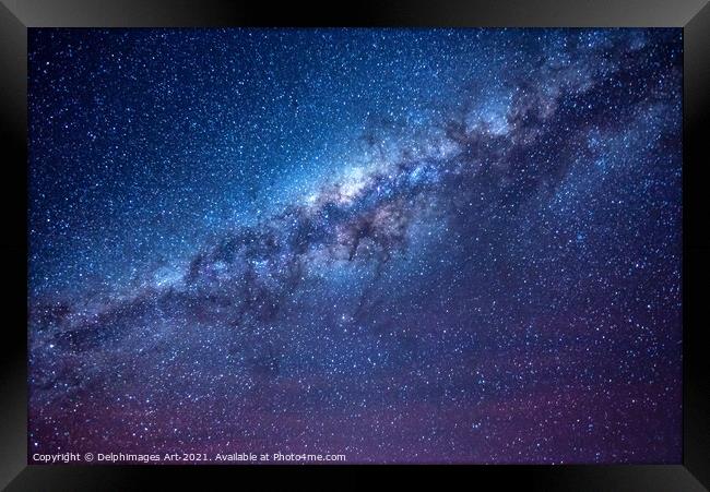 Milky Way. Night sky in Atacama desert, Chile Framed Print by Delphimages Art