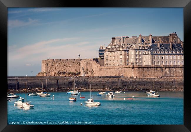 Saint Malo cityscape in Brittany, France Framed Print by Delphimages Art