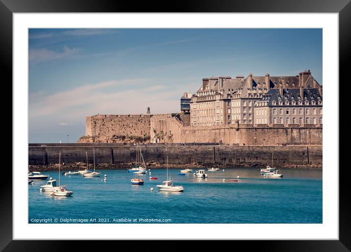 Saint Malo cityscape in Brittany, France Framed Mounted Print by Delphimages Art