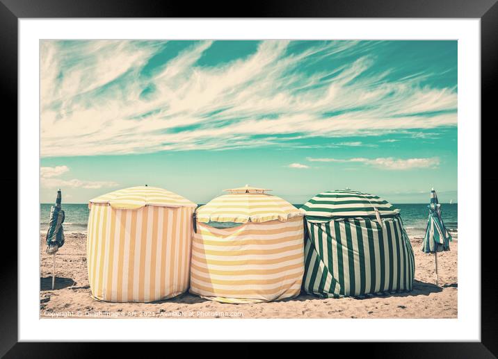 Beach umbrellas in Deauville Normandy France Framed Mounted Print by Delphimages Art