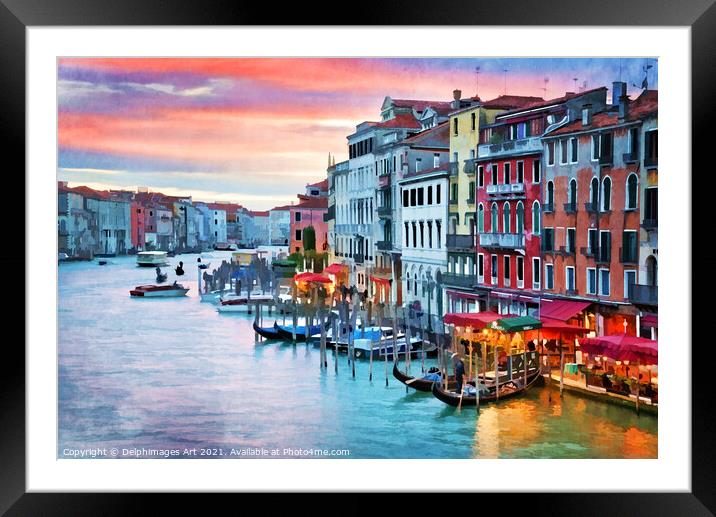 Venice, Italy. View on the Grand Canal at sunset. Framed Mounted Print by Delphimages Art