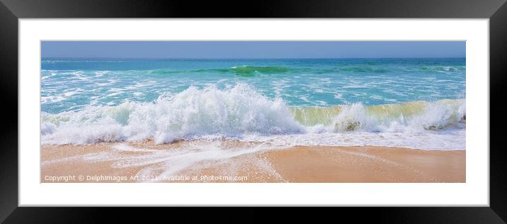 Ocean waves on a beach panorama Framed Mounted Print by Delphimages Art