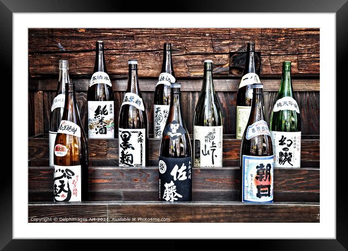 Choice of sake collection of japanese sake bottles Framed Mounted Print by Delphimages Art