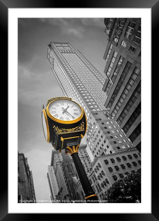 New York. Trump tower clock on Fifth Avenue Framed Mounted Print by Delphimages Art