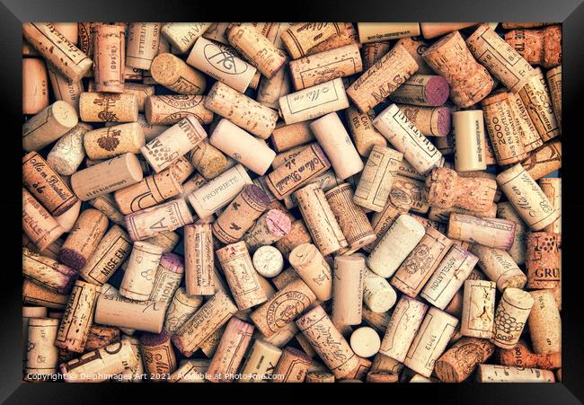 Collection of french wine corks, still life Framed Print by Delphimages Art