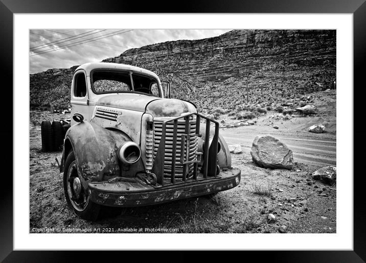 Old abandoned american truck near Moab, Utah Framed Mounted Print by Delphimages Art