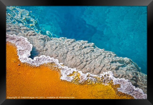 Yellowstone pool, detail of a hot spring Framed Print by Delphimages Art