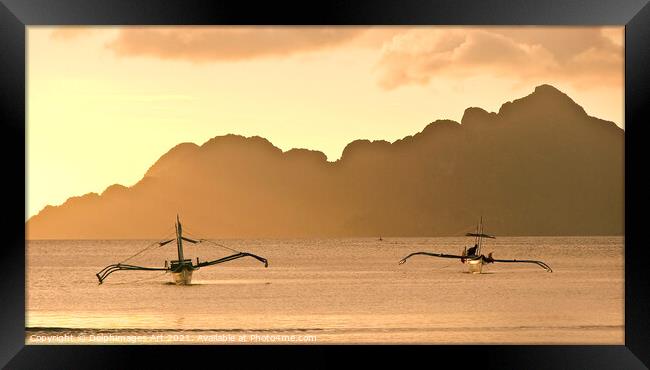 Philippines landscape, island of Palawan at sunset Framed Print by Delphimages Art