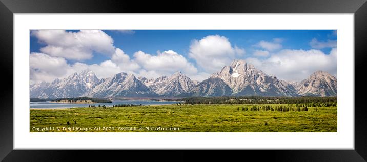 Teton panorama, Wyoming USA Framed Mounted Print by Delphimages Art