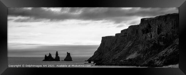 Iceland. Rocks in the ocean, view from Vik Framed Print by Delphimages Art