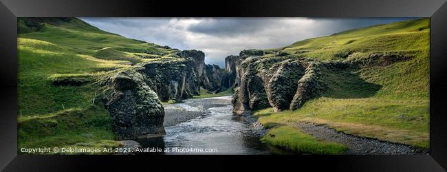Iceland landscape. Fjadrargljufur canyon panorama Framed Print by Delphimages Art