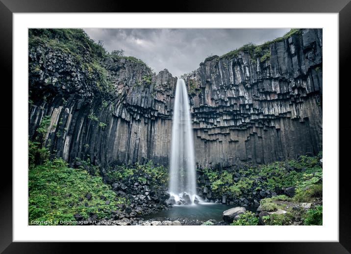 Iceland. Svartifoss scenic waterfall in Skaftafell Framed Mounted Print by Delphimages Art