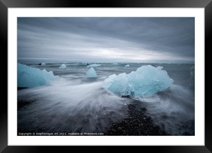 Iceland. Iceberg on Diamond Beach Framed Mounted Print by Delphimages Art
