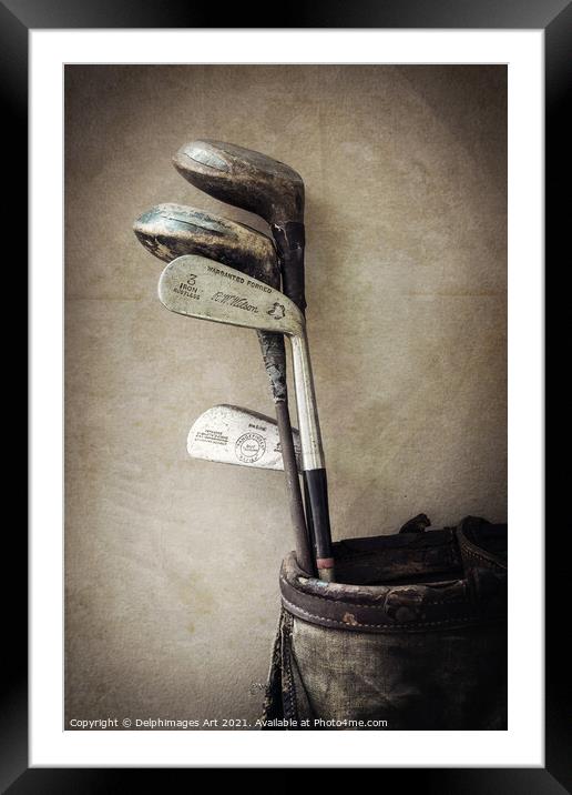 Set of vintage golf clubs Framed Mounted Print by Delphimages Art
