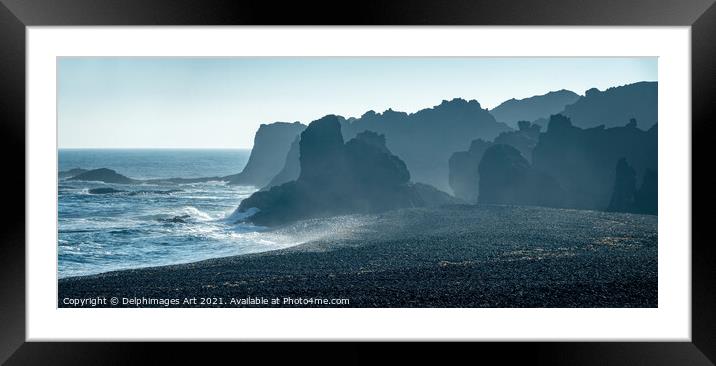 Iceland. Black beach in Snaefellsnes peninsula Framed Mounted Print by Delphimages Art