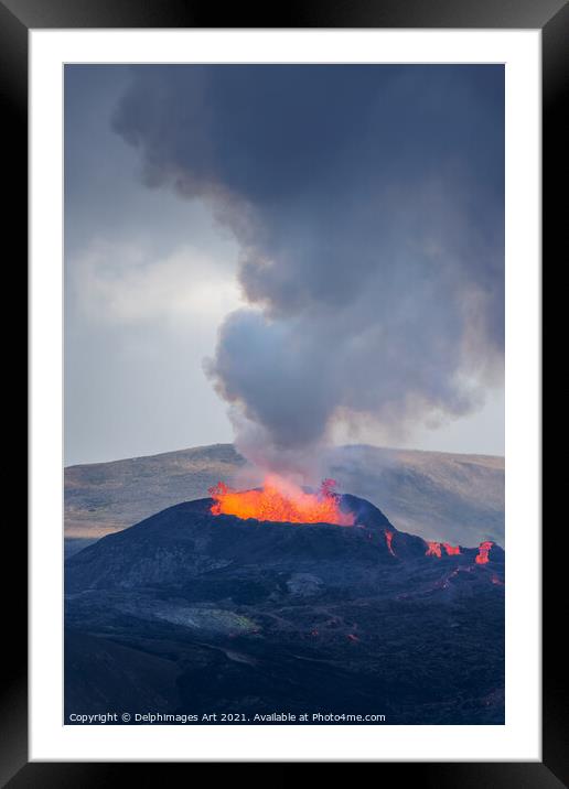 Iceland, Fagradalsfjall volcano eruption Framed Mounted Print by Delphimages Art