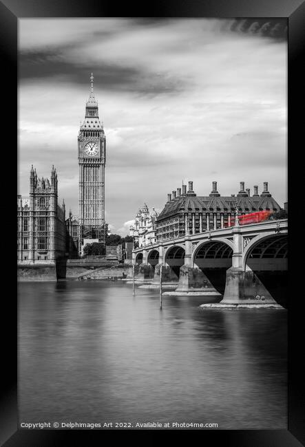 London. Big Ben and Westminster bridge Framed Print by Delphimages Art