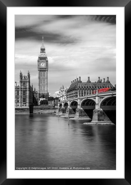 London. Big Ben and Westminster bridge Framed Mounted Print by Delphimages Art