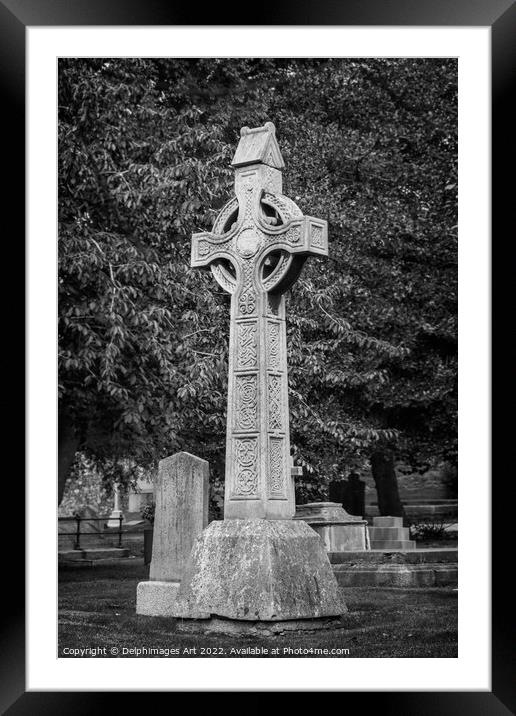 Old celtic cross in Dublin Framed Mounted Print by Delphimages Art