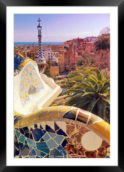 Barcelona, Park Guell mosaics Framed Mounted Print by Delphimages Art