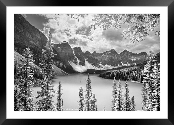 Canada. Moraine lake, black and white Framed Mounted Print by Delphimages Art