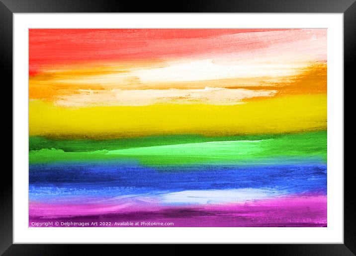 Rainbow flag, gay pride, LGBTQ decor Framed Mounted Print by Delphimages Art