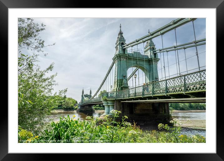 Hammersmith bridge over Thames river in London Framed Mounted Print by Delphimages Art