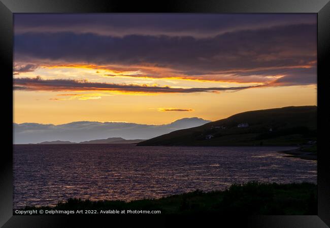 Sunset over Loch Broom in Ullapool, Highlands, Sco Framed Print by Delphimages Art