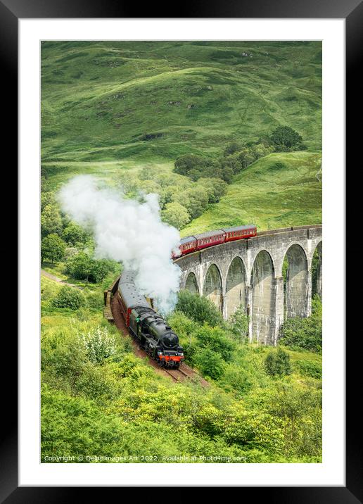 Hogwarts Express on Glenfinnan viaduct, Scottish H Framed Mounted Print by Delphimages Art
