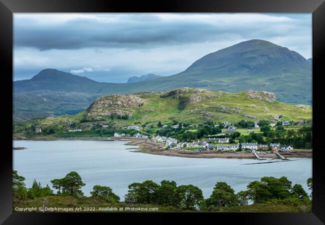 Loch and village of Shieldaig, Scottish Highlands Framed Print by Delphimages Art