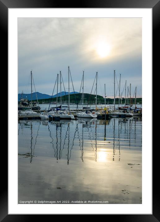 Boats reflection in the harbor of Oban Framed Mounted Print by Delphimages Art