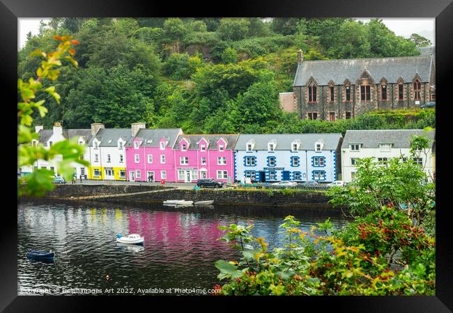 Colorful houses in Portree, Isle of Skye Framed Print by Delphimages Art