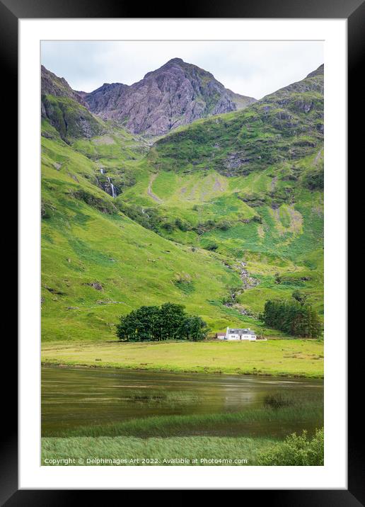 Lone scottish house in Glencoe valley Framed Mounted Print by Delphimages Art