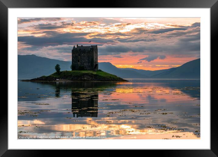 Castle Stalker at sunset, Scotland Framed Mounted Print by Delphimages Art