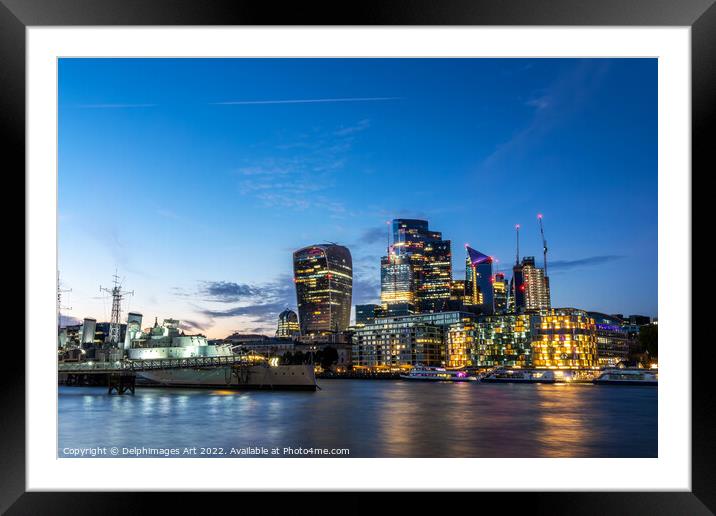 London panorama, the City and Tower Bridge Framed Mounted Print by Delphimages Art