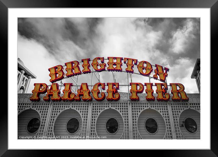 Brighton Palace Pier sign Framed Mounted Print by Delphimages Art
